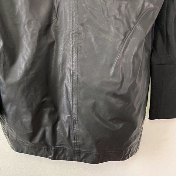 Helmut Lang Black Genuine Leather Long Sleeve V-Neck Top - Picture 6 of 9